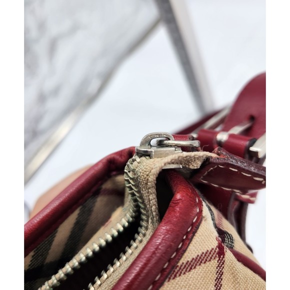 Burberry Red Crossbody Bag with Classic Check Pattern - Picture 13 of 15